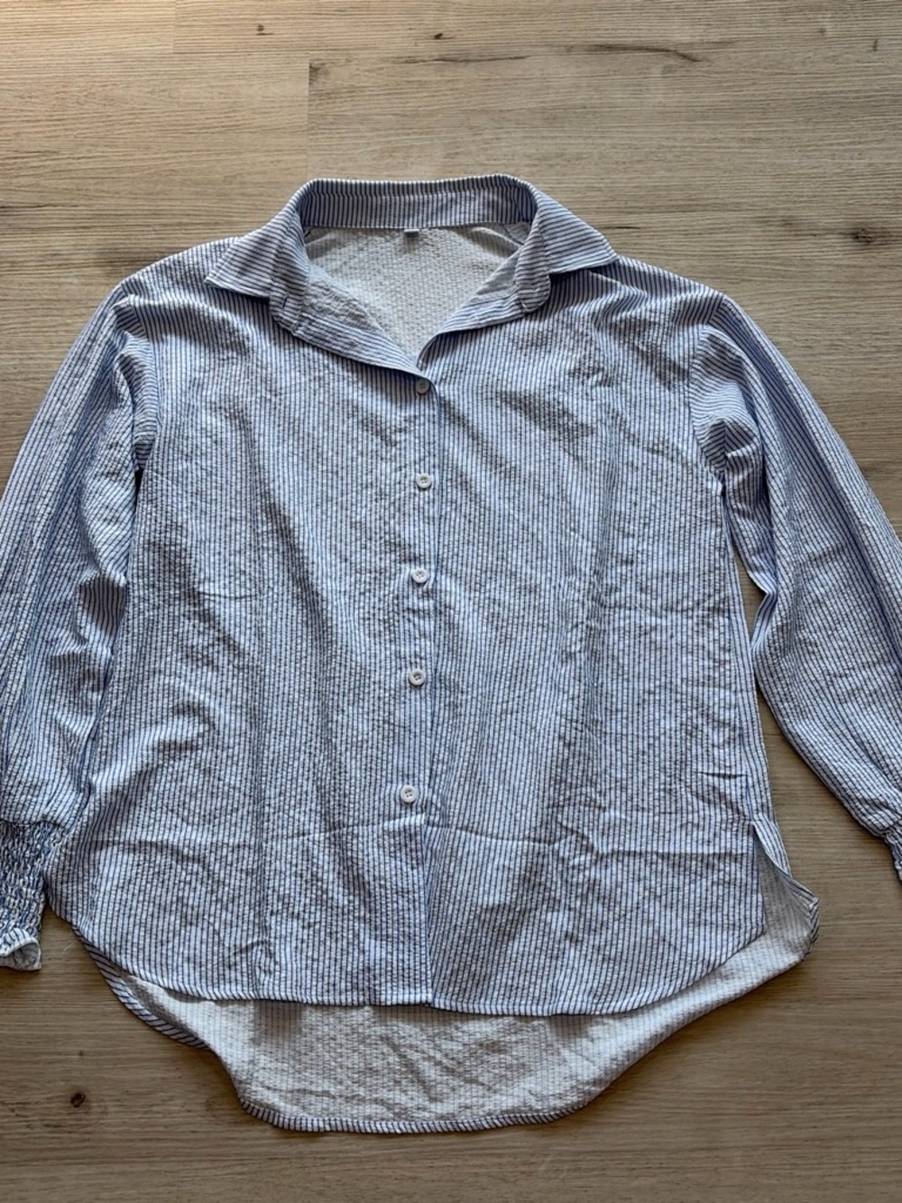 Women's Light Blue Striped Button-Down Shirt